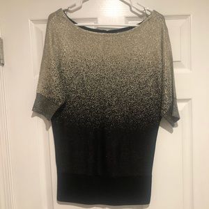 WHBM  Black/Gold metallic ombré sweater